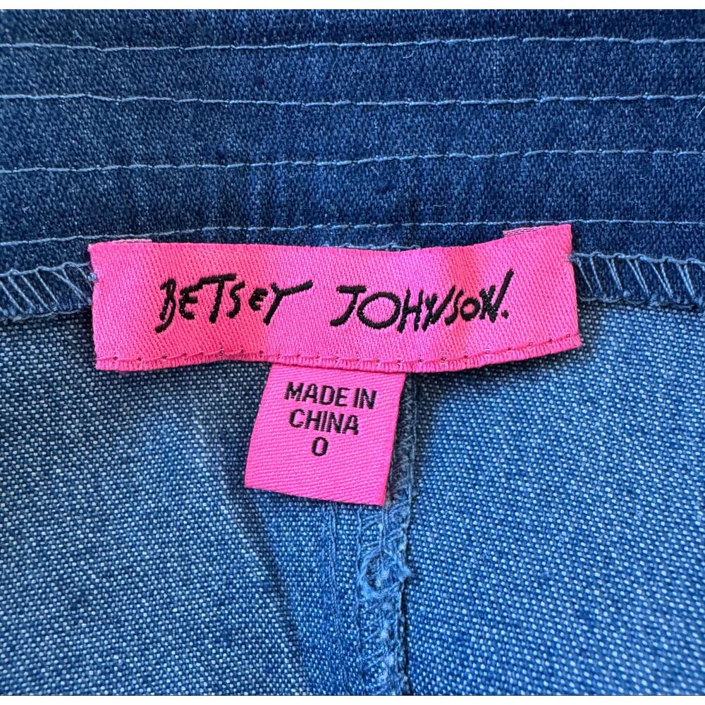 Betsey Johnson Blue Denim Full Zip Sweetheart Neck Bodycon Overall Mini Dress - Picture 8 of 10